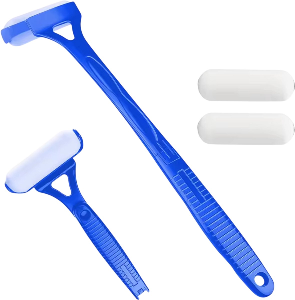 Zelfbruinings Applicator – Lotion Applicator voor de Rug met Lange Steel, Opvouwbaar, Draagbaar, met 2 Vervangende Koppen - Blauw