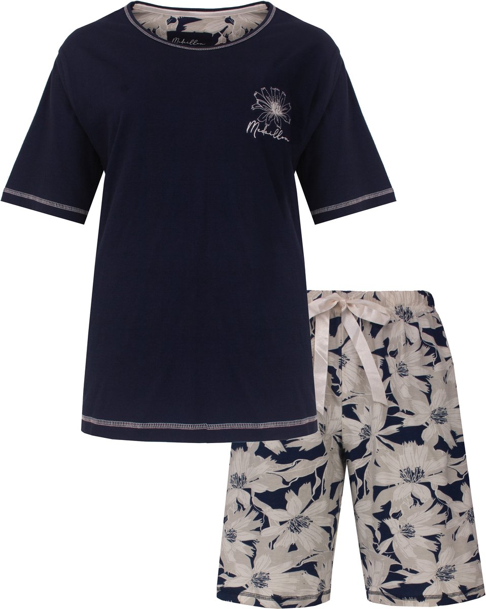 Medaillon Dames Shortama - Korte Mouwen - Donker Blauw - Maat XL