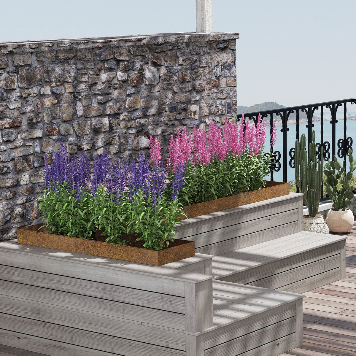 Froadp 5 meter gazonrandafscheiding, 18 cm hoog, bloembedafscheiding, verroest effect, flexibele bloembedafscheiding, verroest metaal, gazonrandafscheiding, metaal, geschikt voor bloembedden en paden, eenvoudige montage – recht model