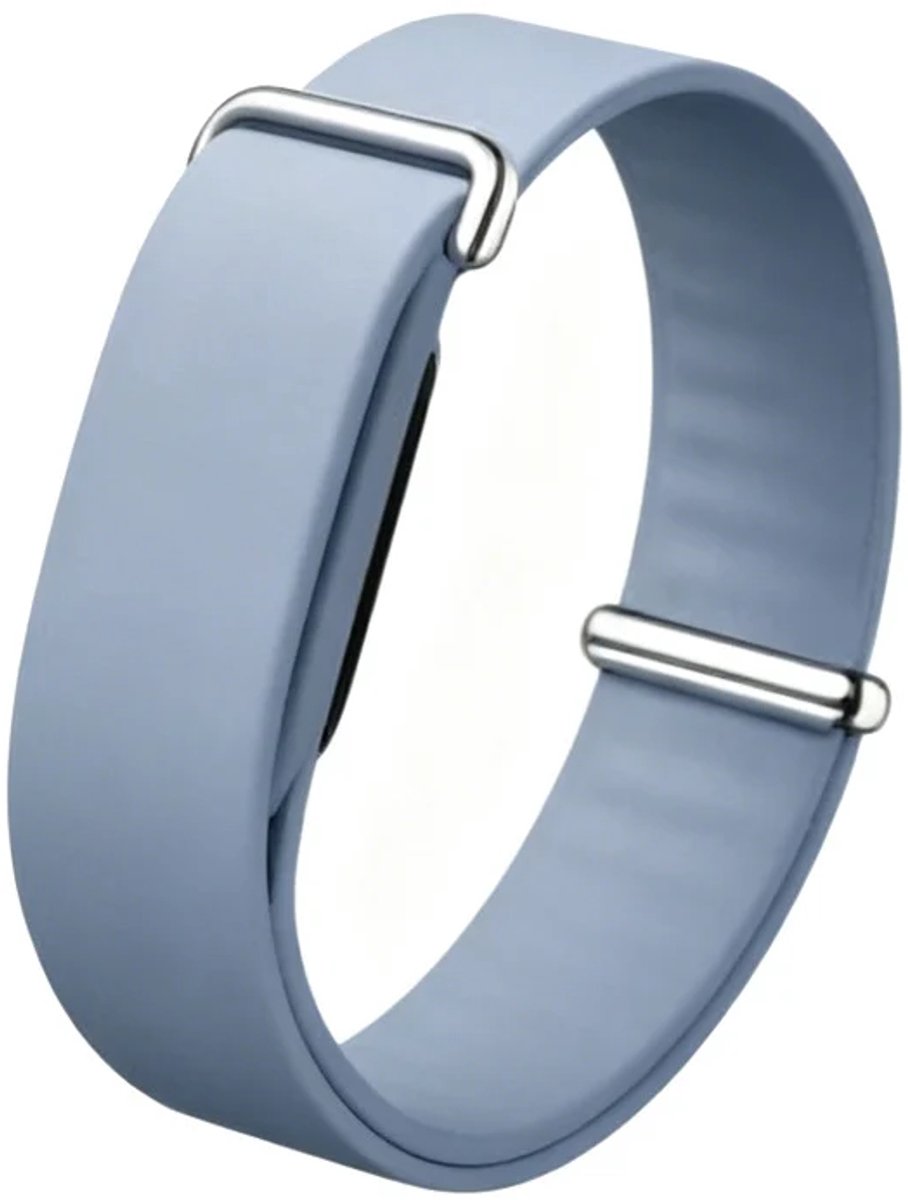 Strap-it Siliconen Plain bandje geschikt voor Fitbit Air - Grey-Blue