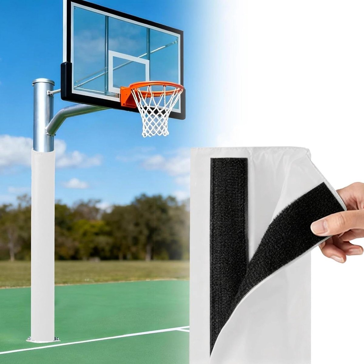 Basketbalpaal Beschermhoes - Paalbekleding Paalbeschermer - Veilig Sporten - Wind- en Regenbestendig - 213 cm Hoog - Wit