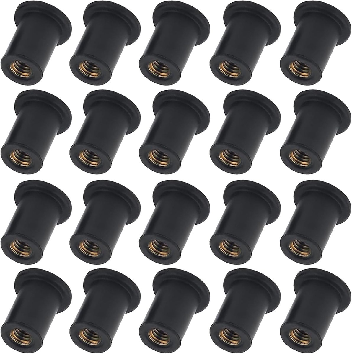 moeren, M5 rubber golfmoeren, 20 stuks rubberen moeren, zwart, M5-20 stuks, messing, rubber