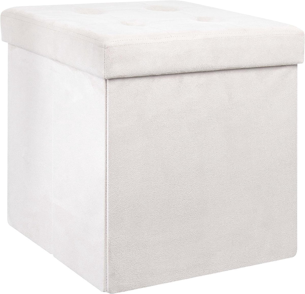 Opvouwbare poef - Opbergkruk - Extra zitplaats - Gecapitonneerd deksel - 375 cm - Beige