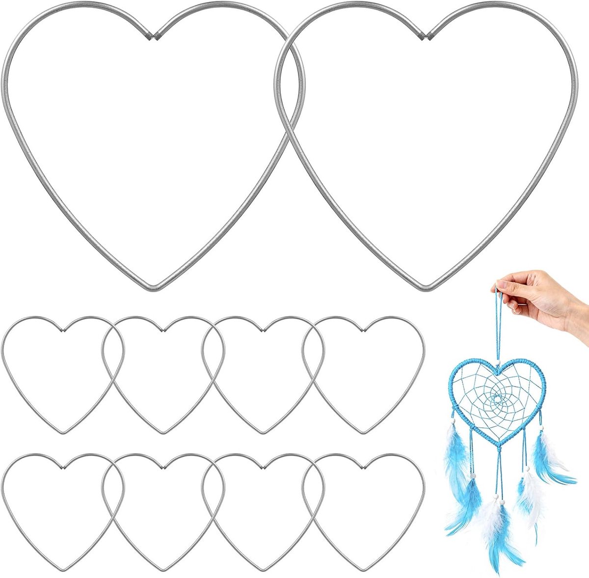 jojofuny 10 stuks hartvormige metalen ringen, 12 cm, dromenvangerring, verguld, zelfgemaakte accessoires voor wandbehang en stofdecoratie, robuuste metalen ring voor handgemaakt