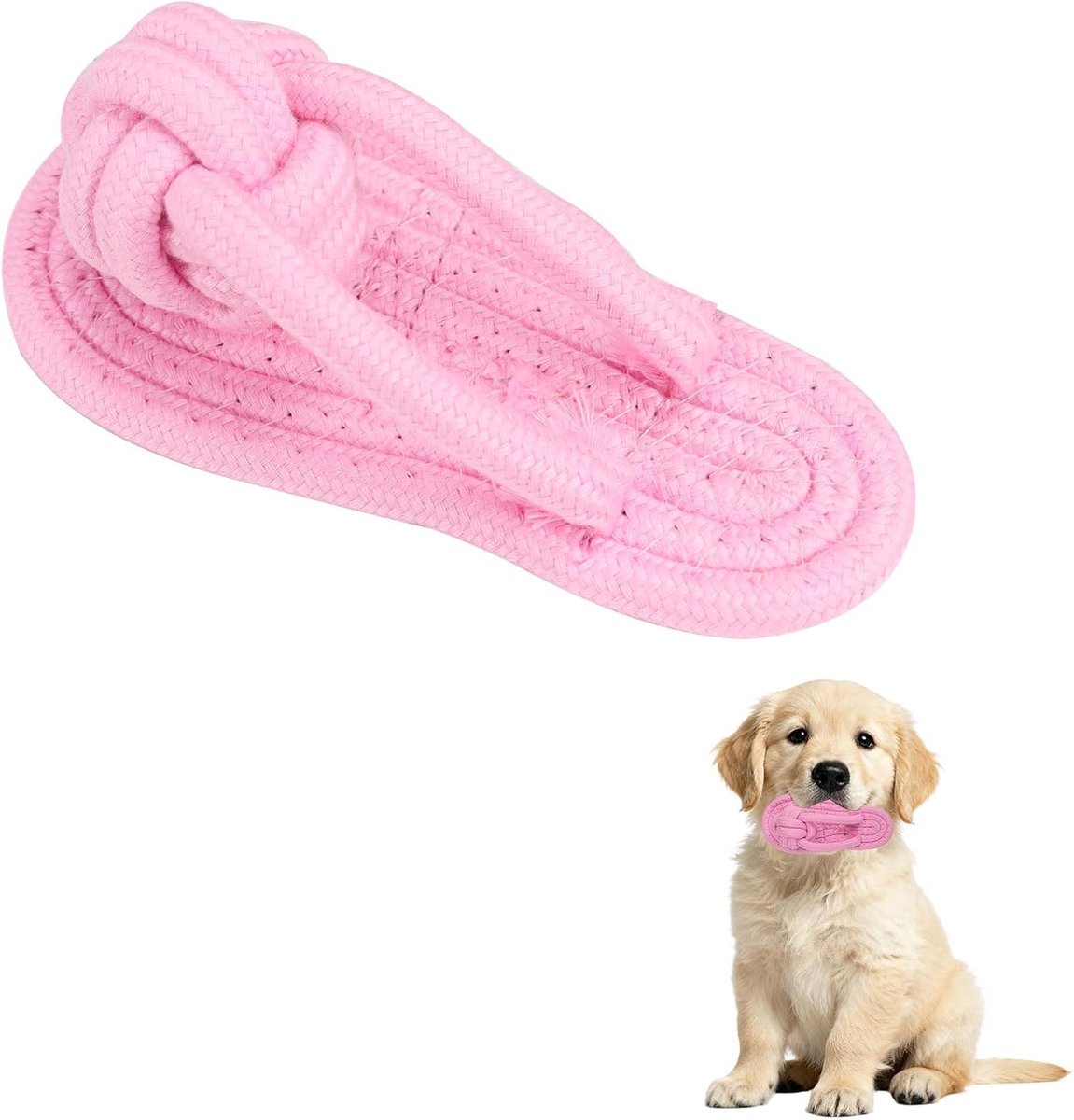 onverwoestbaar hondenspeelgoed in pantoffelvorm, katoenen touw met knopen, intelligentiespeelgoed voor honden, speelgoed voor honden om te spelen en voor tandverzorging (roze)