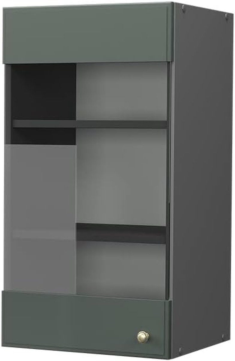 Keukenkast Hangend - Keukenmodule Glas - Keuken Opbergen - Soft-close Scharnieren - 40 cm Breed - Groen Goud