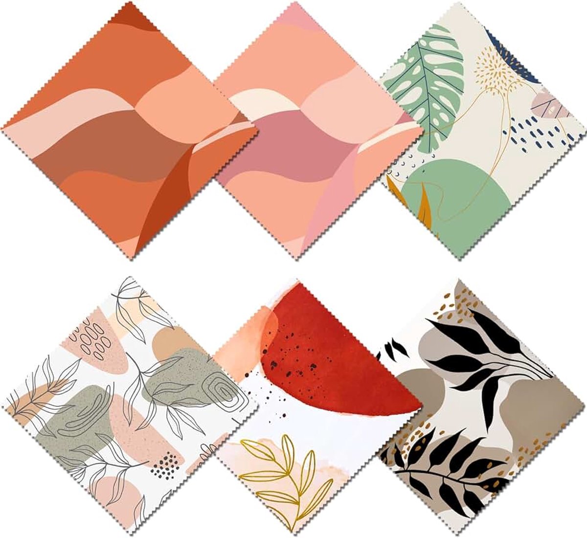 6 STUKS Brilreinigingsdoekjes Microvezel Leuk Esthetisch Doek voor Unisex Vrouwen Meisjes Herbruikbaar Telefoonschermen Camera Meerdere Patronen (16x16 cm) (B9-Art)