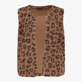 TwoDay meisjes teddy gilet met panterprint bruin - Maat 122/128