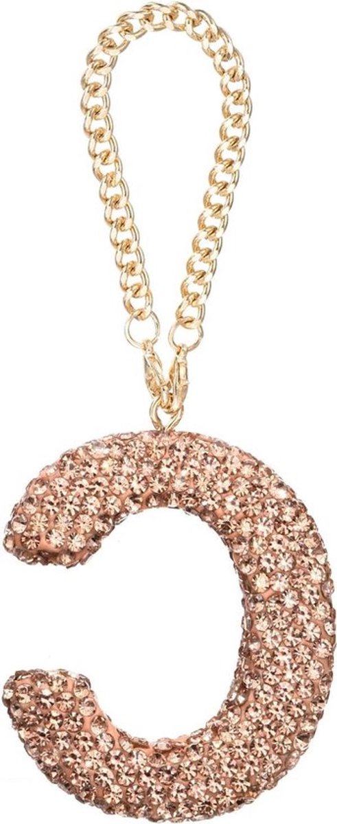 Auto Letterhanger met initiaal C voor achteruitkijkspiegel decoratie - Kristallen ornamenten - Vrouwen accessoire - Champagne