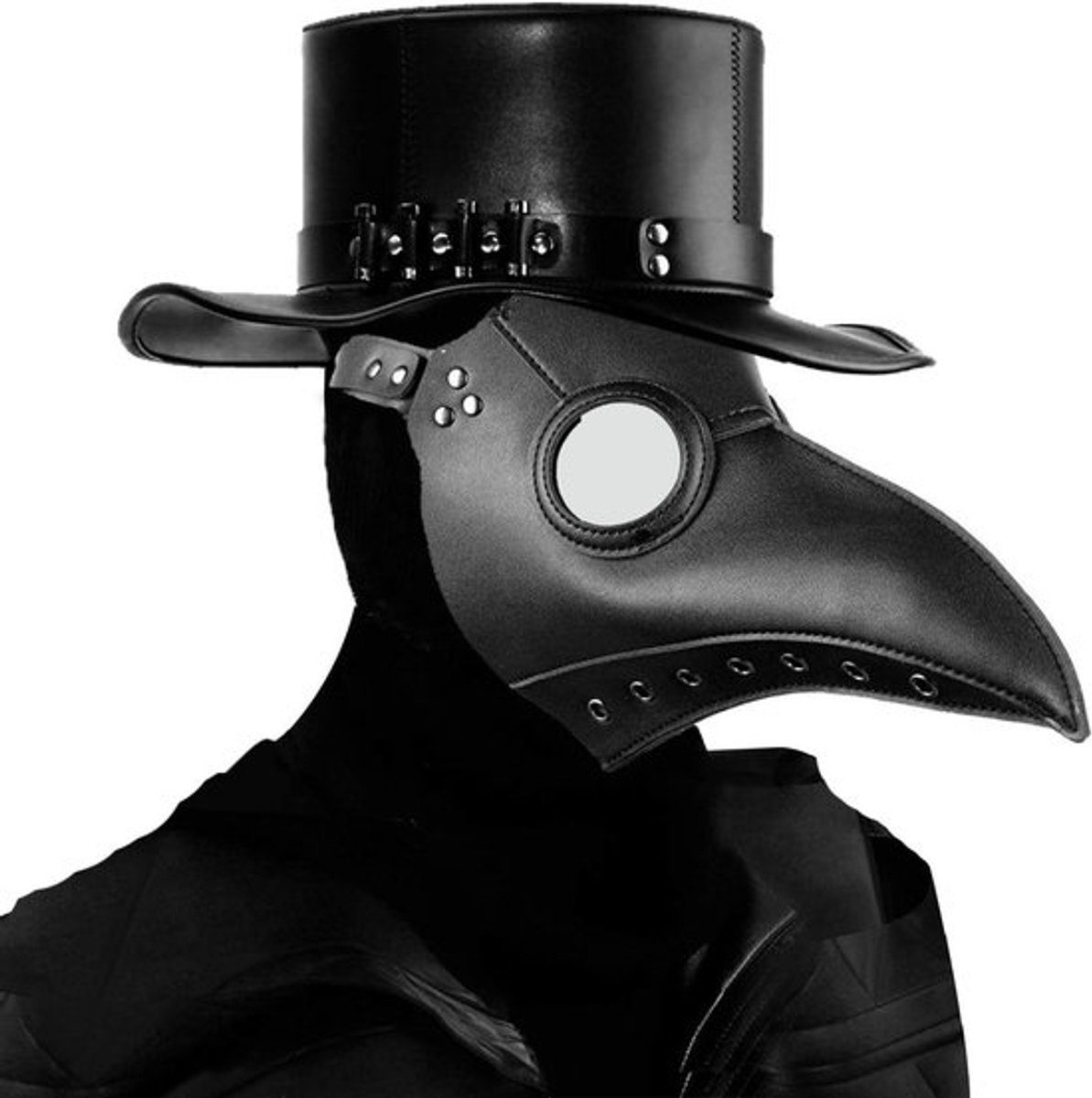 Pestdoktermasker - Zwart Leer Langneus Vogelbek Steampunk Kostuum Accessoire voor Verkleedpartijen en Carnaval