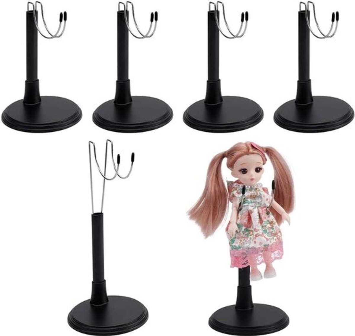 6 hoogteverstelbare U-vormige actiefiguren display stands voor poppen - RVS tentoonstellingsstandaarden - Afneembare houder - 9,9 x 8,8 x 13,5 cm