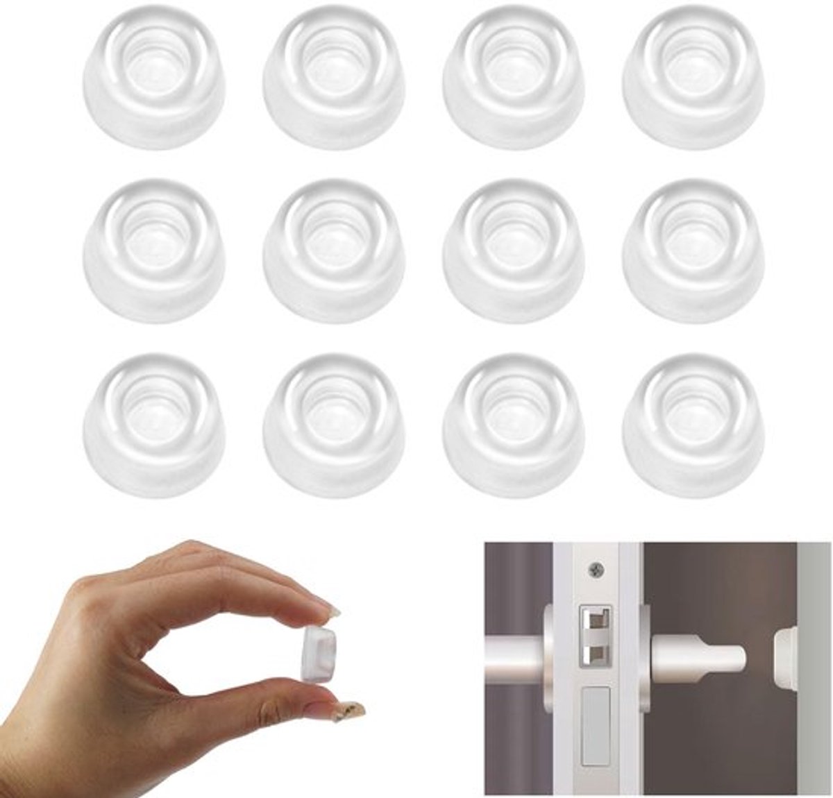 - Deurstoppers - Transparant - Geluiddempende rubberen buffers - 12 stuks - Zelfklevend - Beschermende voeten - Voor meubels