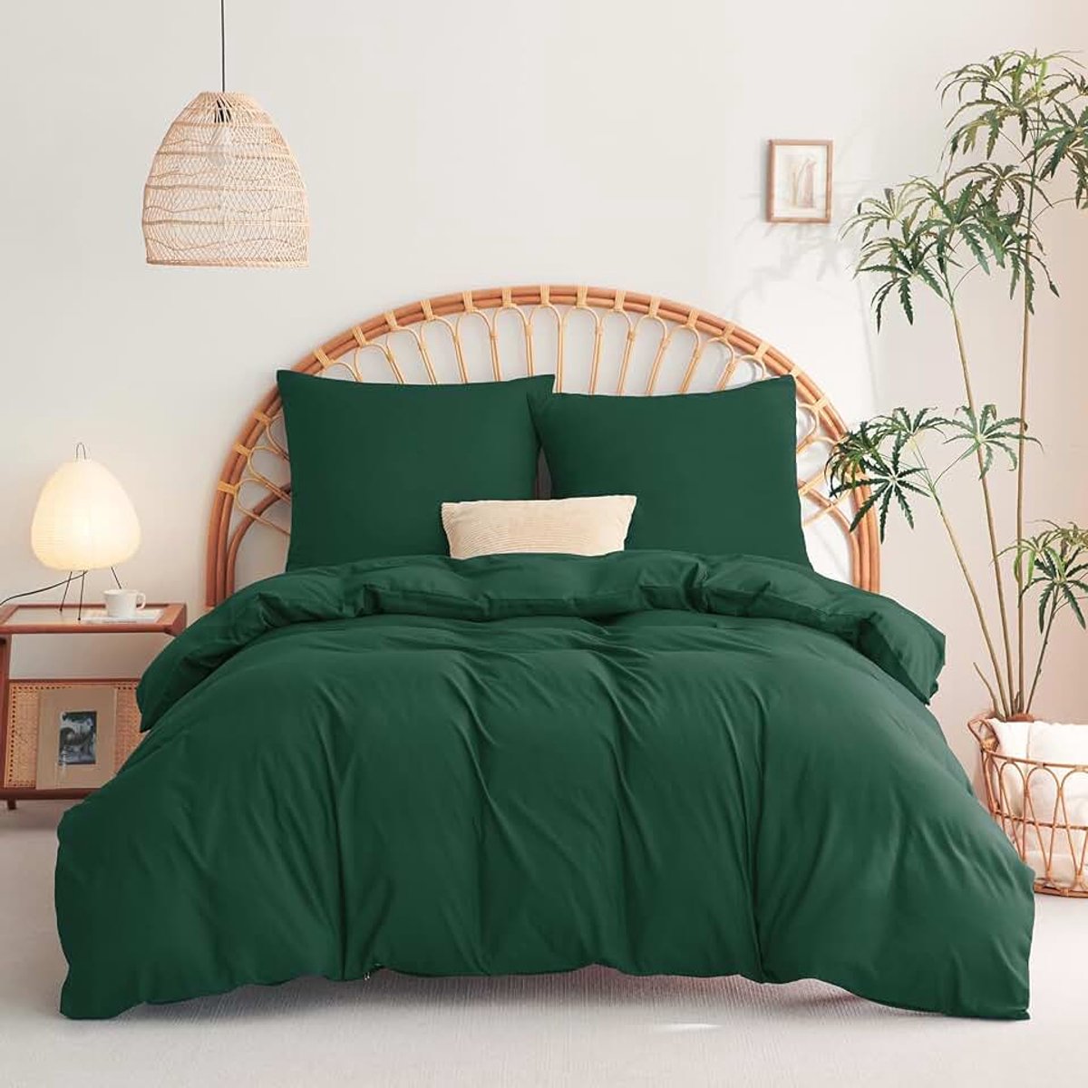 Dekbedovertrek 155x220 cm met 2 kussenslopen 80x80 cm, 155x220 Bedset in 100% microvezel - 3-delig - Beddengoed Dekbedovertrek Set - Smaragdgroen