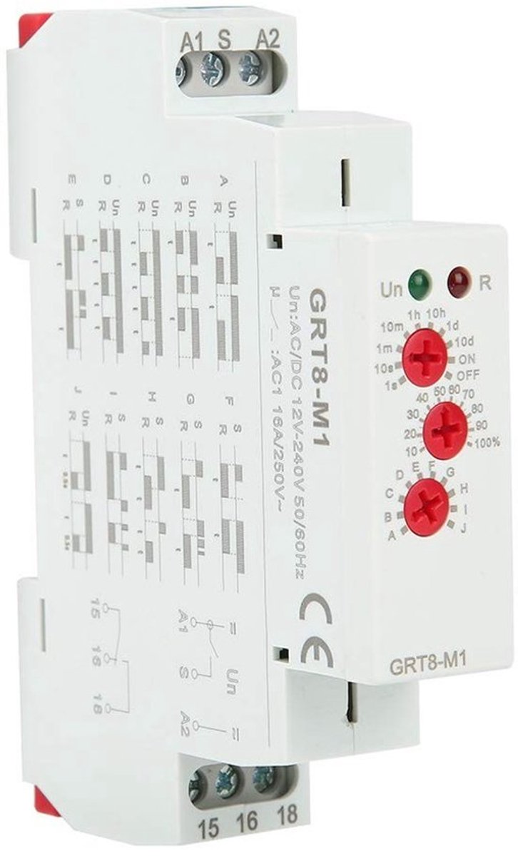 Tijdrelais - Multifunctioneel - 10 Functies - DIN Rail Montage - 12V tot 240V - Elektronisch - Geschikt voor Bouwprojecten - Compact