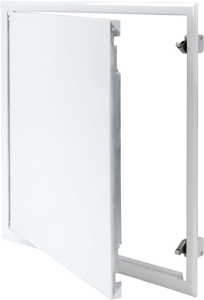 Inspectieluik 40 x 40cm Wit staal | Inspectiedeur, onderhoudsklep met kliksluiting, geschikt voor vochtige ruimtes