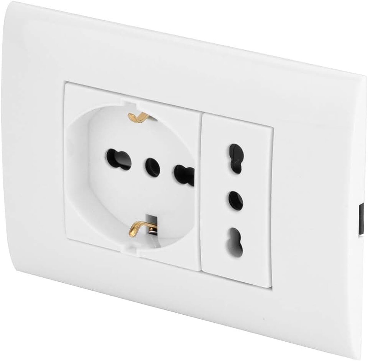 - PP6094X plaat Evolution Box 3 modules met fruitstopcontact tweewaardig en fruitstopcontact Pluristandard - inbouwset met houder en montageschroeven