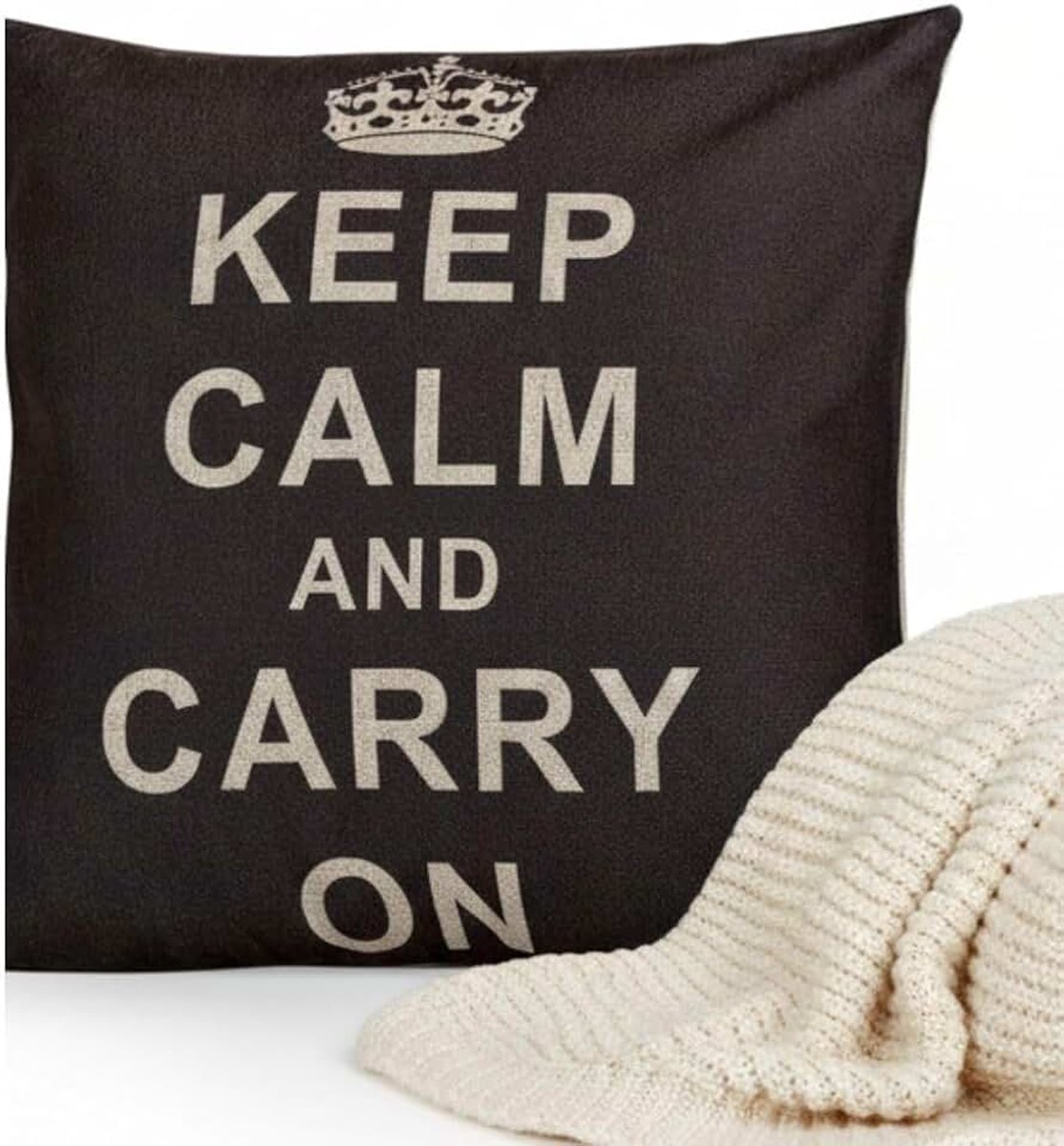 Sierkussen sierkussen kussen kussen met motief Keep Calm incl. vulling, 45 x 45 x 15 cm