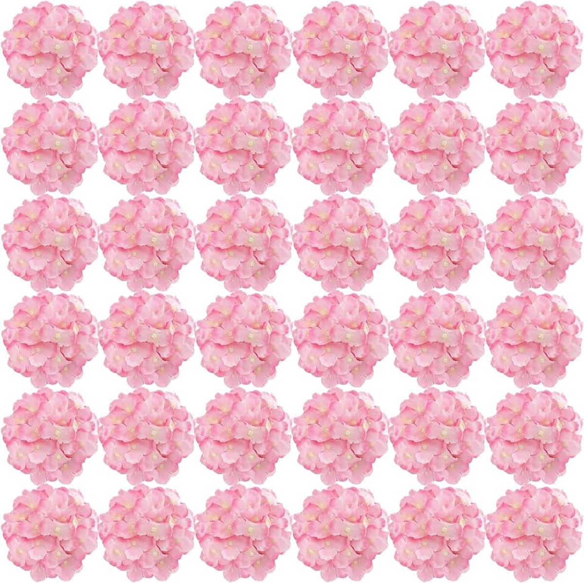 35 stuks hortensiabloemen, 18 cm, kunstbloemen met stelen, kunstmatige hortensia, bloemen ter decoratie (donkerroze)