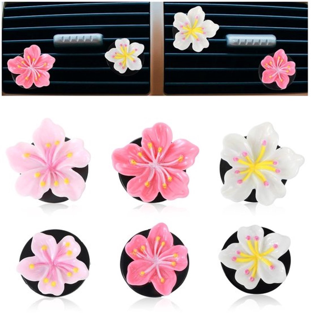 - Bloemen Auto-luchtverfrisser - Auto-luchtverfrisser Clip - Decoratieve Ventilatieclips - geurverspreider - 6 stuks - Geschikt voor auto