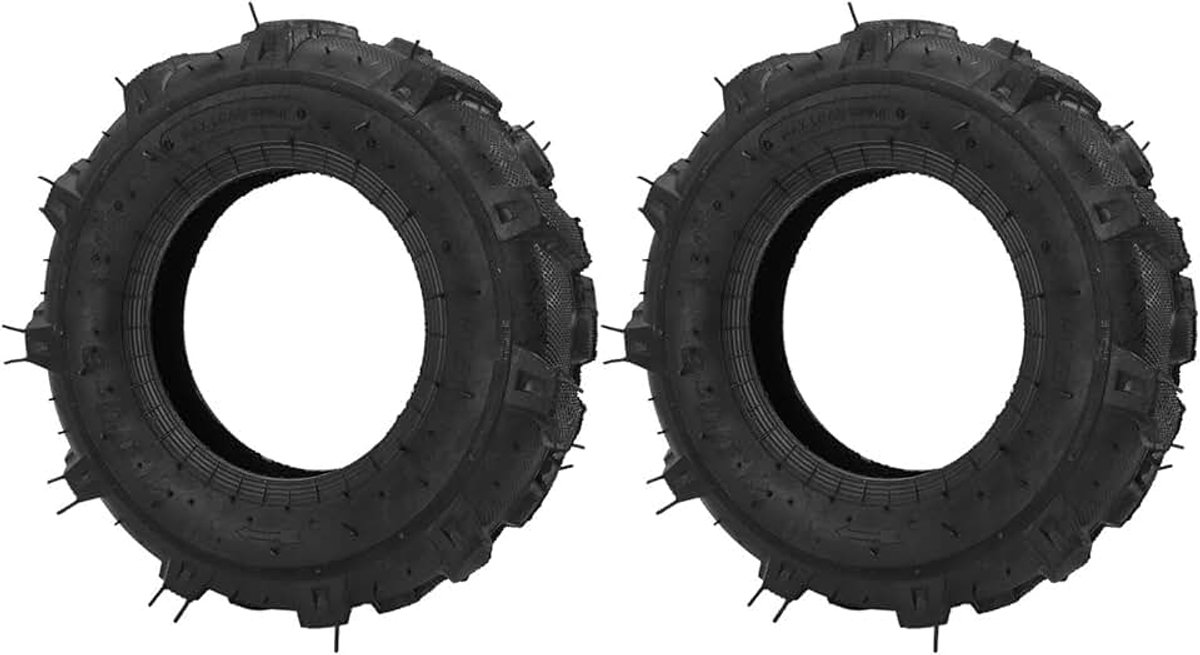 4.00-8 Tubeless Band, Set van 2 4-laags 8 Inch Rubberen Tuintractorband, 672 Lbs Draagvermogenband voor Helmstok, Sleuvengraver, Tuintractor, Sneeuwblazer met Flensbanden