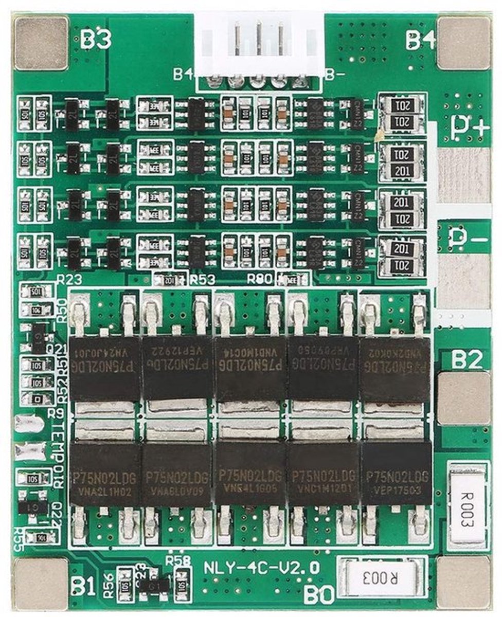 - Lithium batterij beschermplaat - Overbelasting- en kortsluitbescherming - Groen - 3.7V Li-ion - Geschikt voor 4 cellen - Kwalit...