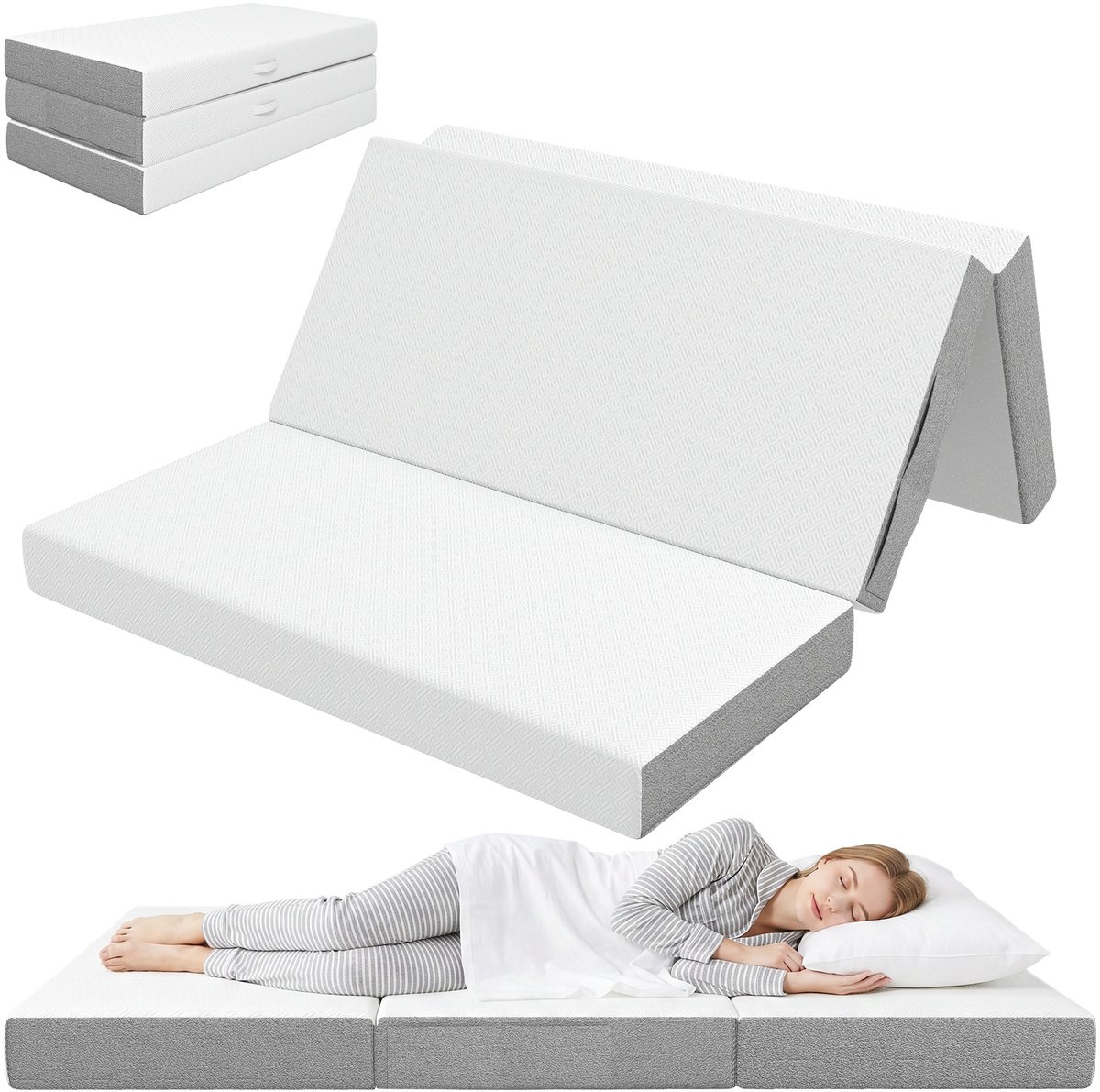 HOMCOM Matras - Gebreide stof (100% polyester), gel traagschuim - 190 x 140 x 15 cm - Wit