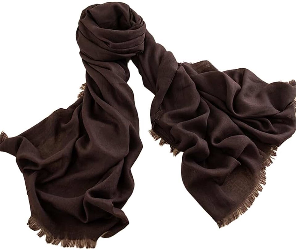 Pure kleur katoen linnen sjaal 100 x 180 cm stola zonwering strand halsdoek lange dunne zijden sjaals elegante avondjurk bruiloft sjaals wilde mode eenvoudig cadeau, donkerbruin
