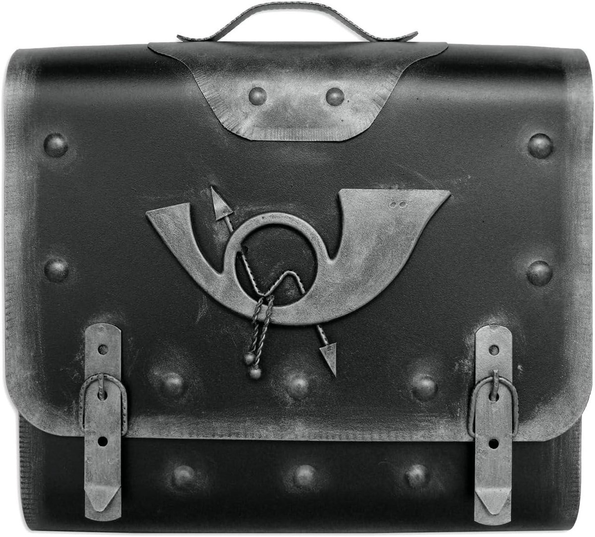 Brievenbus Posthoorn - Wandbrievenbus Antiek - Post Ontvangen - Handgemaakt Design - 41x38x10.5cm - Zwart-Zilver
