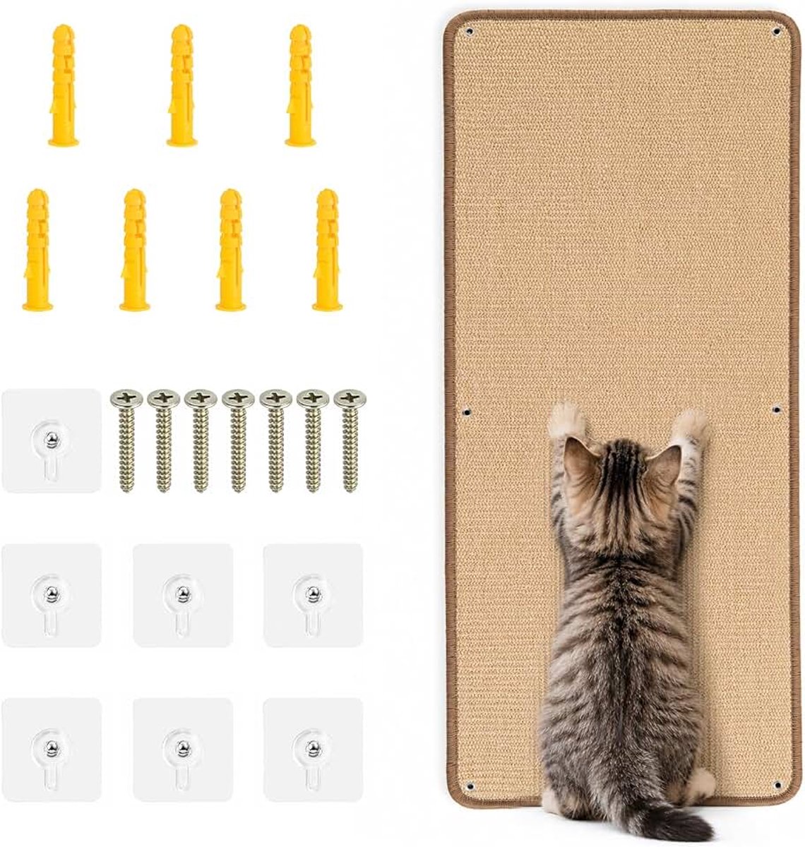 Krabmat voor katten, 40 x 100 cm, kattenkrabplanken ter bescherming van meubels, bank, bed, muur, sisaltapijt voor katten spelen, ontspannen, kattenmeubels (1 stuk, 40 x 100 cm)