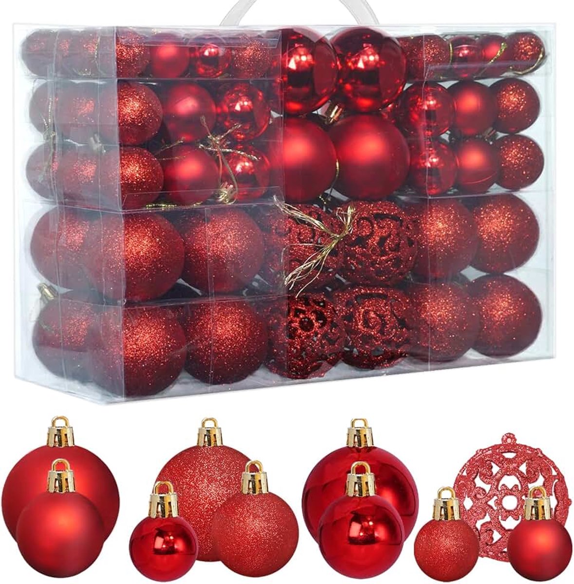 Kerstballen, Kerstboom Ballen Set, Decoratieve Hangende Ballen 3/4/6cm, Geschikt voor Xmas, Ramen, Kerstkransen, Kerstdecoraties Ornamenten, Rood