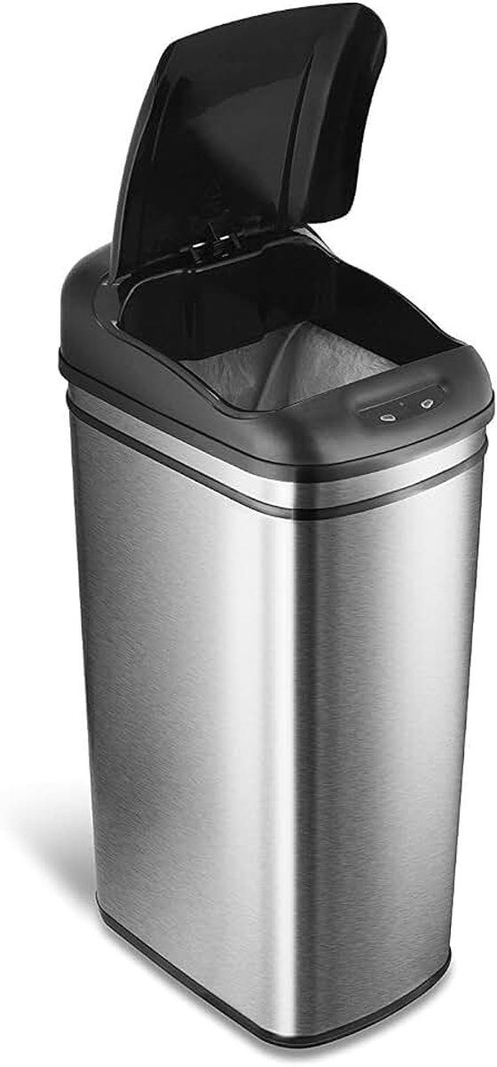 9stars Ultra Slim rechthoekige sensor afval touch-less Zilver Grote tot Kleine RVS bakken voor de keuken, badkamer en thuiskantoor