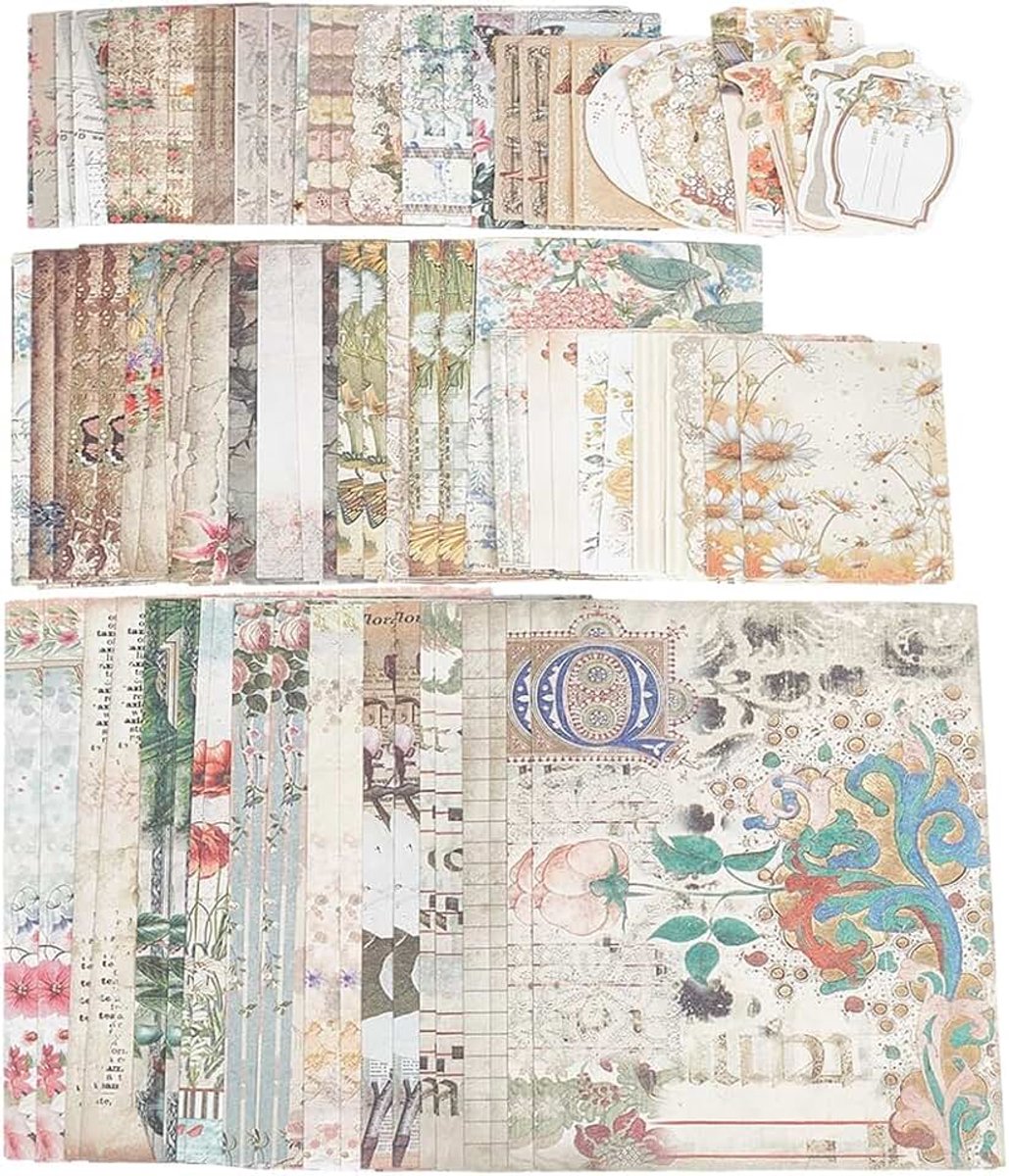 100 vellen 50 ontwerpen vintage scrapbook papier sets pastorale bloemen cottagecore scrapbook papier collage esthetische decoupage vellen voor journaling scrapbooking DIY knutselwerk Ephemera