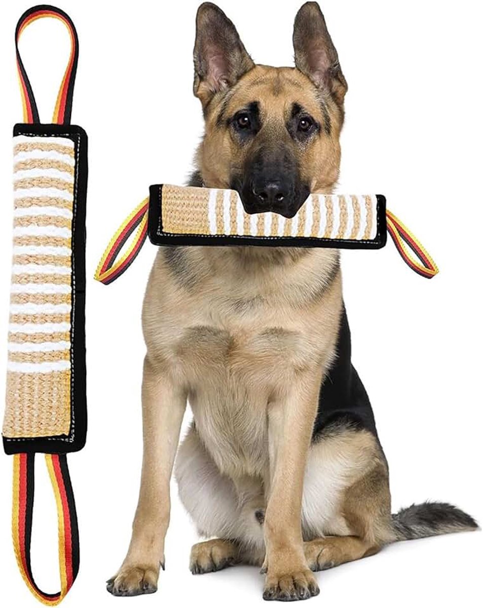 Hondentrainingsspeelgoed van jute, trainingsapparaat voor honden, met 2 handgrepen