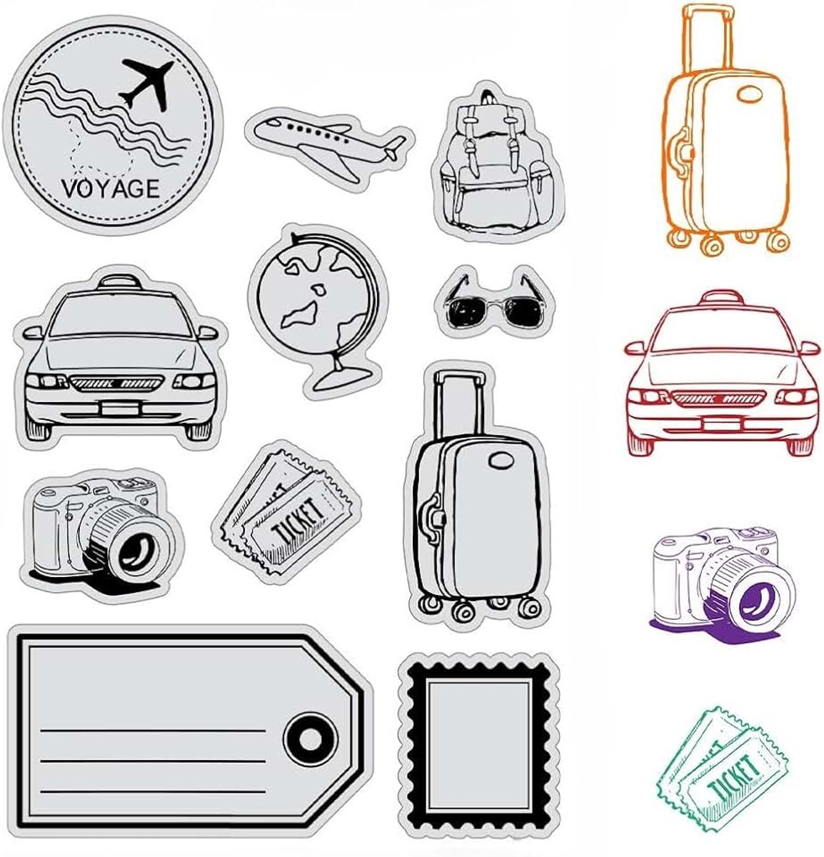Reizen Postzegel Clear Rubber Stempel Vintage Label Reis Frame Transparante Siliconen Zegels Stempel voor Journaling Card Maken DIY Scrapbooking Handgemaakte Fotoalbum Notebook Decor