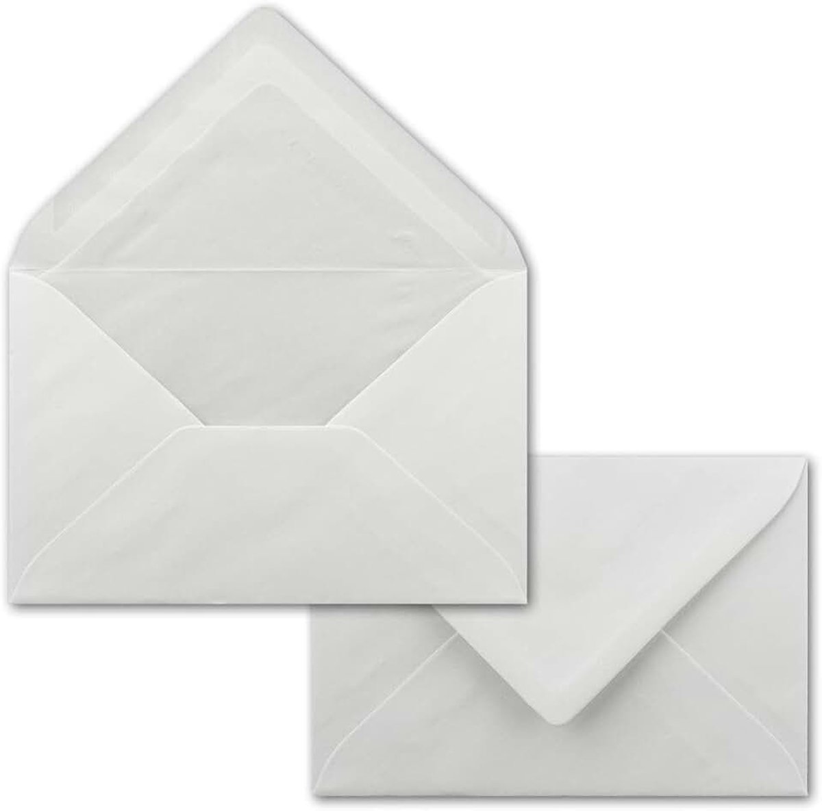 150 x enveloppen, wit met zijden voering, DIN C6, 11,2 x 16 cm, met natte lijm, wit 90 gram per m², klassieke puntige klep