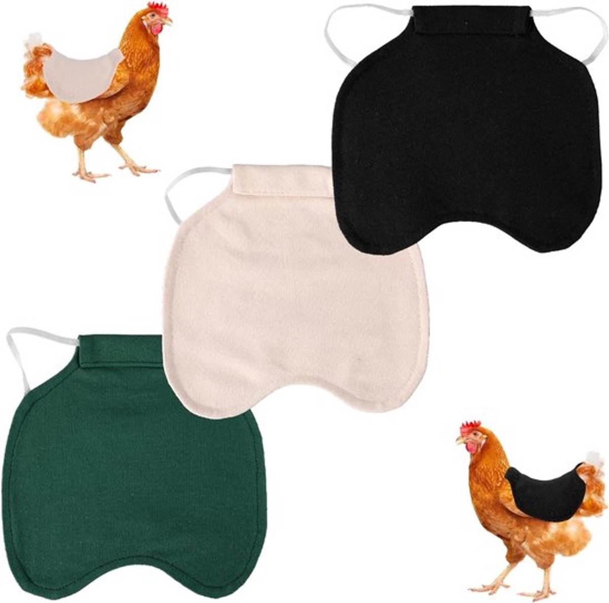 Kippenschorten en Rugbeschermers voor Kippen - 3 Stuks Kippenzadel voor Bescherming van Pluimveeveren - Geschikt voor Buitenshuis Gebruik met Kleurvariaties - Comfortabele Accessoires voor Hennen