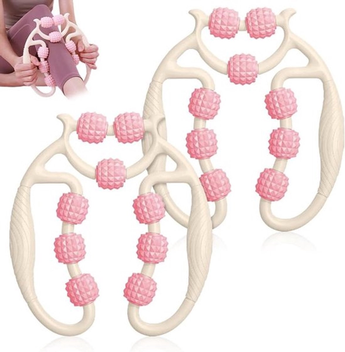 Massage roller voor diepe weefselmassage - set van 2 rollers met 9 wielen, been- en triggerpoint massage, geschikt voor benen, voeten en armen