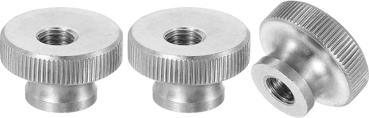 Vlindermoeren, geribbeld, 3 stuks M6 x D20 mm x H12 mm, roestvrij staal, bevestigingselementen, ronde knopen, handmoer, gat voor 3D-printeronderdelen