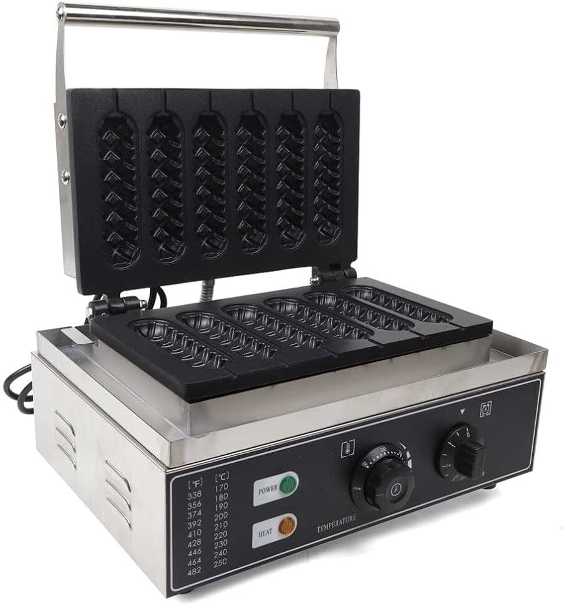 Wafelvorm voor maximaal 6 wafels op het handvat, antiaanbaklaag voor wafels op het handvat, 1500 W, voor 6 sandwiches en snelle en lekkere snacks in enkele minuten