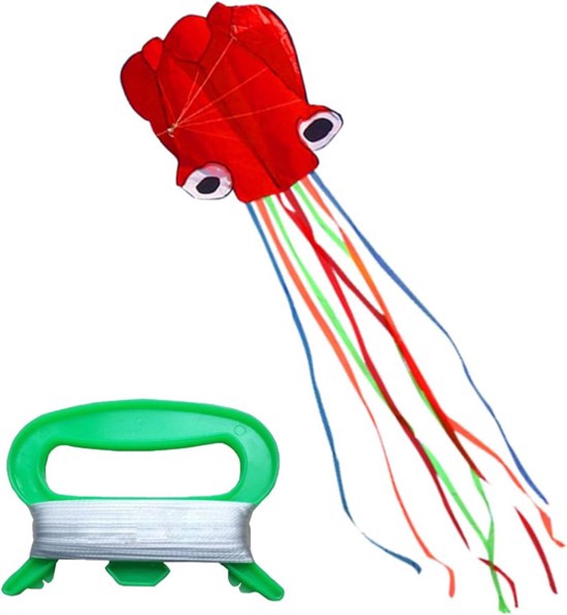 Set van 2 stuks vliegers voor kinderen met regenboogontwerp - inclusief lange staart van 100 m - voor jongens en meisjes - ideaal voor stranduitstapjes.