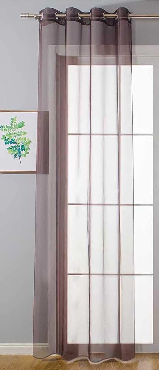 Transparant »Uni« gordijn H x B 175 x 140 cm bruin Stores gordijn oogjes loodbandsluiting woonkamer, 20332-cn