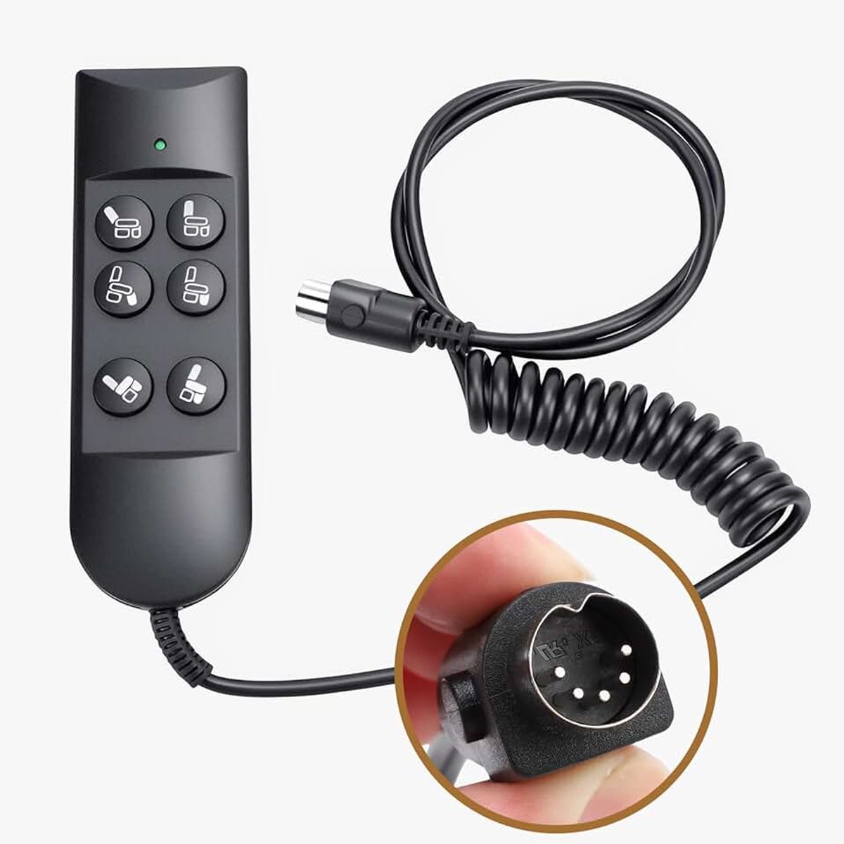 Health Gear afstandsbediening, kantelbaar, 6 toetsen, handlift, met kabel, met veerkabel, voor elektrische bank