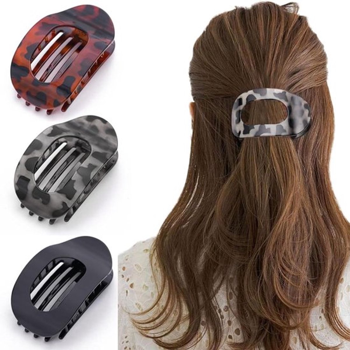 Set van 3 haarclips voor dik haar - ronde klauwhaarspelden - trendy eendensnavel clipsupportInitialize