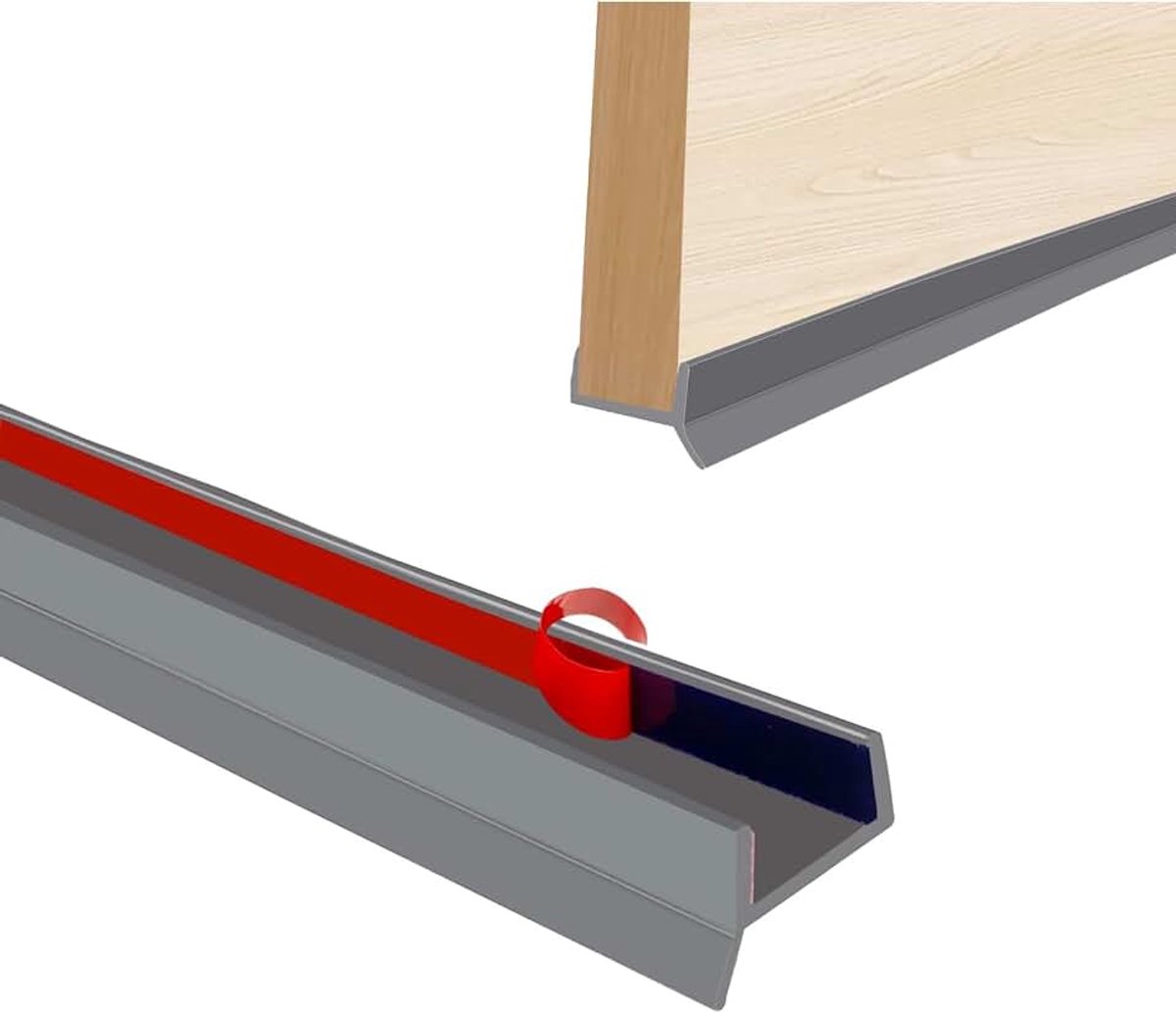 Plint voor de keuken, zelfklevende verzegelde keukenafsluitstrip, elastisch siliconenrubber, transparante sokkelafdekprofiel, voor 15/16/17/18 mm plint keuken, voor badkamer, keuken (grijs, 5 m)