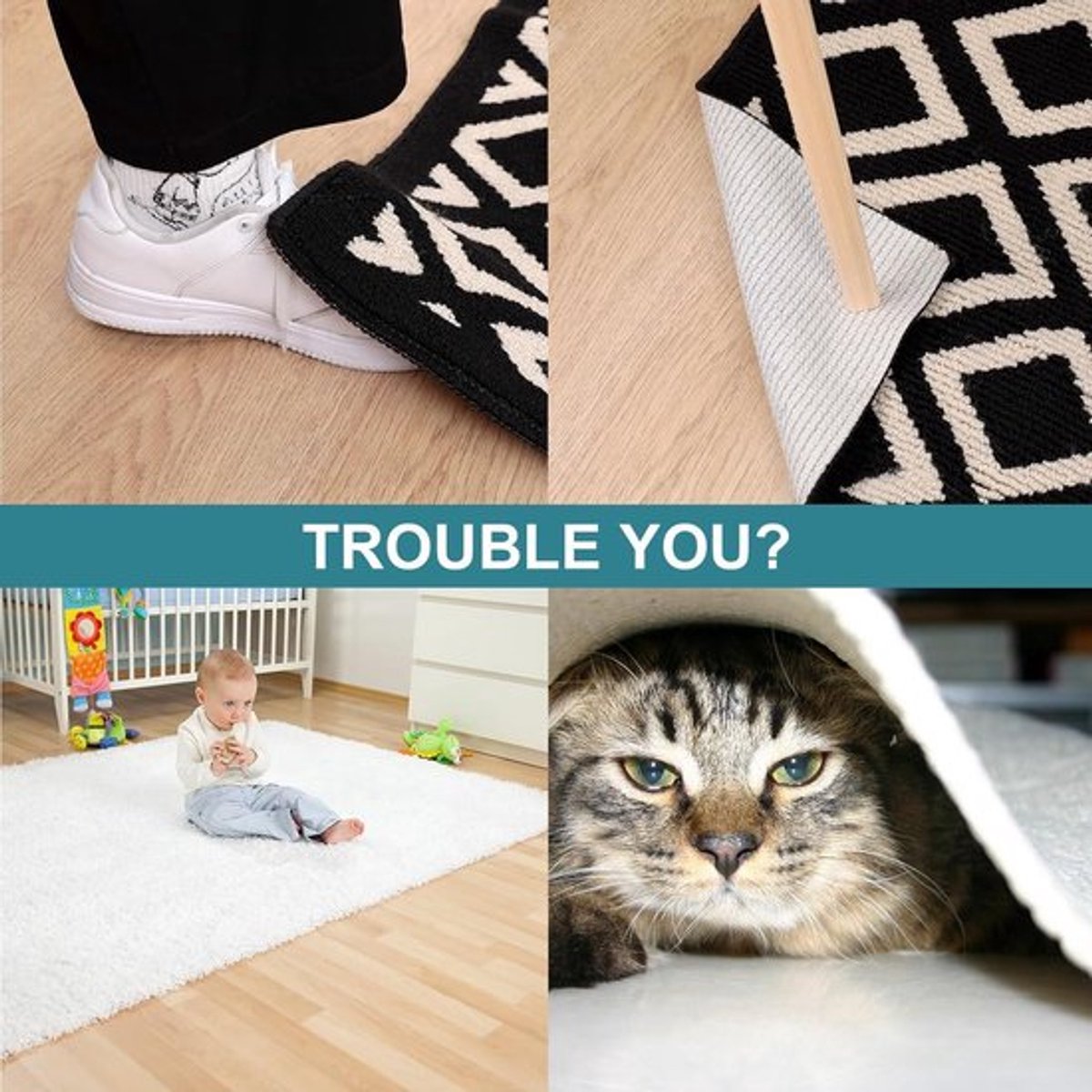 Antislipmat voor tapijt 8 stuks herbruikbaar wasbaar - sterke kleefkracht - driehoekige tapijtstopper - gladde vloeren - html content nodig antislip ondertapijt