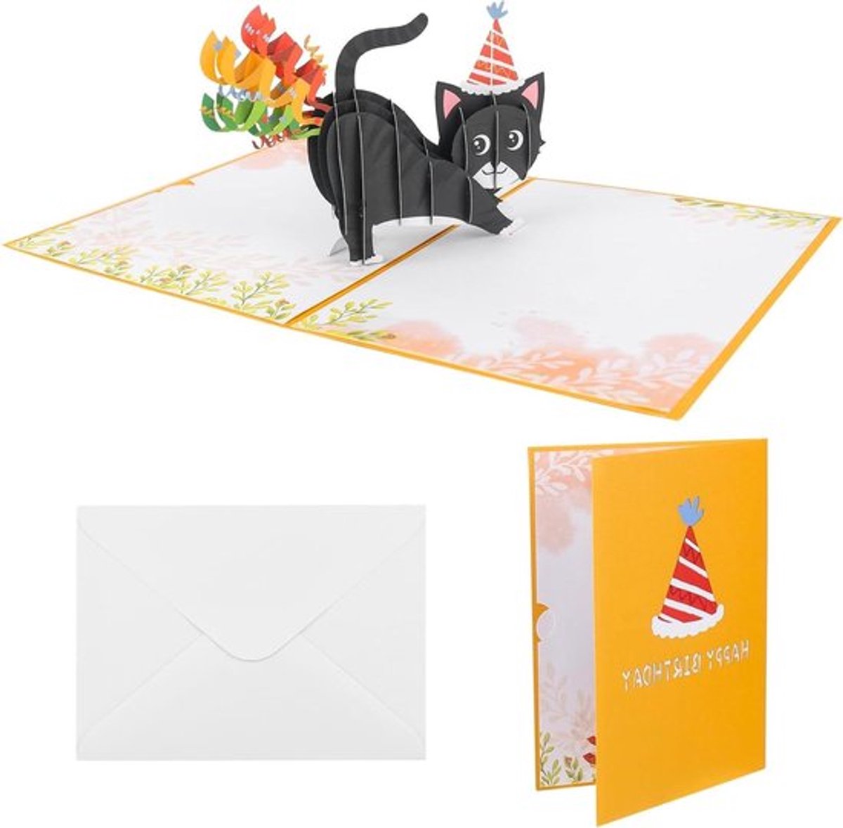 Verjaardagskaart pop-up 3D-kat met envelop - grappige cadeaukaart voor familie en vrienden