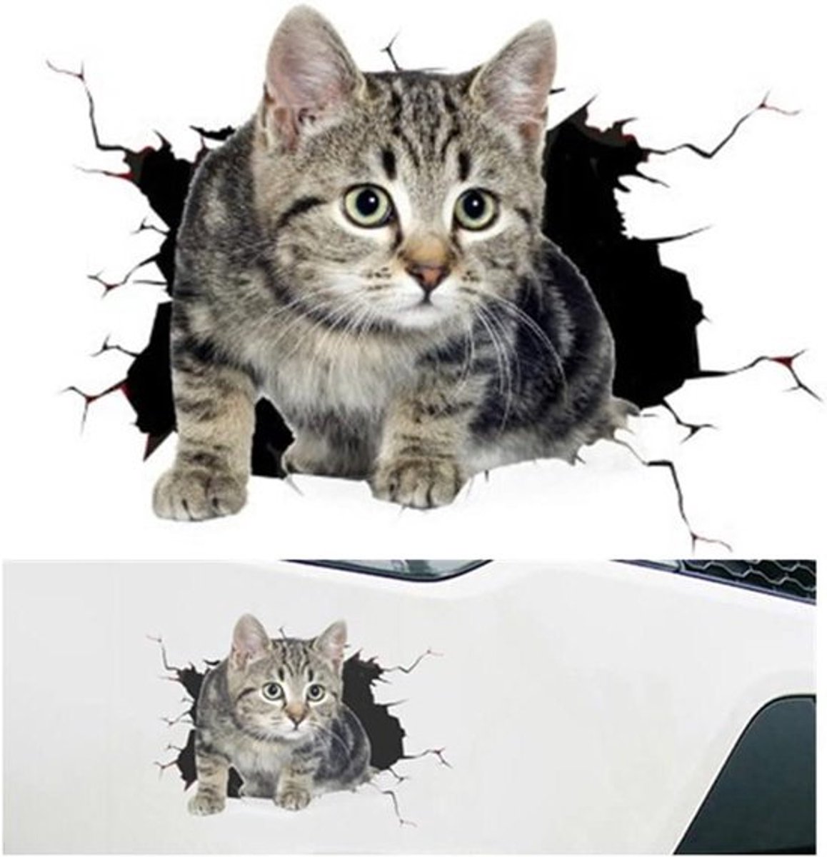 3D Kat Auto Stickers Autosticker 3D Kat Kitten - Grappige Persoonlijkheid Decoratie Auto Styling Sticker