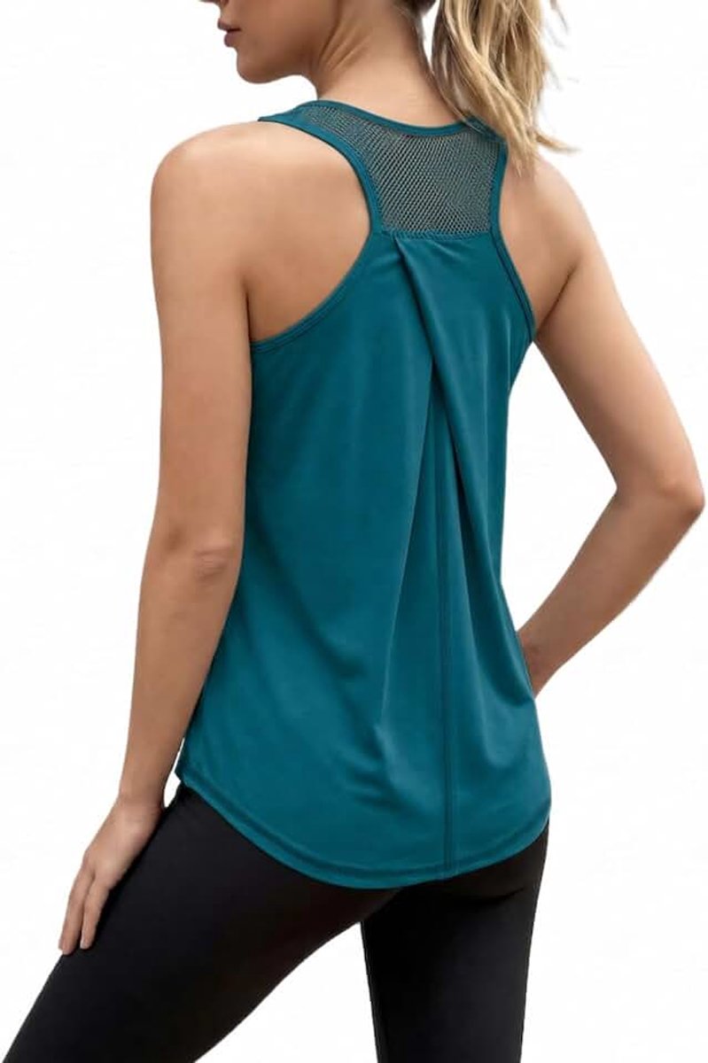 Dames workout tops racerback mouwloos tanktop mesh sportshirt yoga gym tops