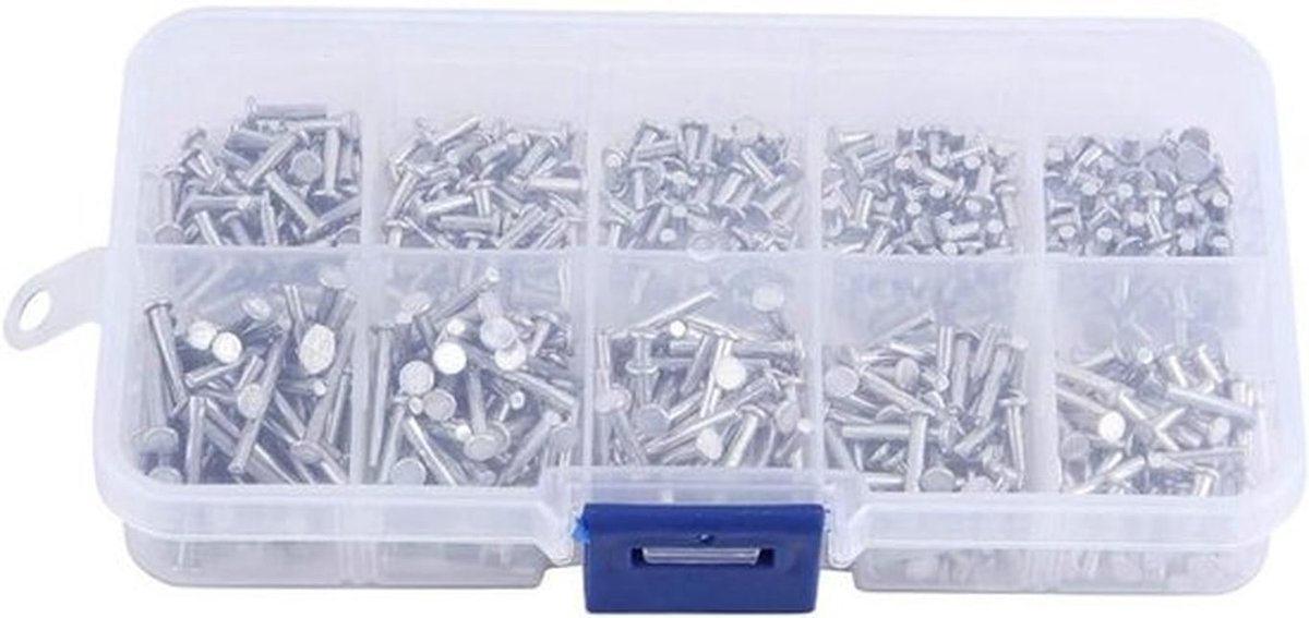 500 klinknagels aluminium platte kop verschillende lengtes M2 M2.5.