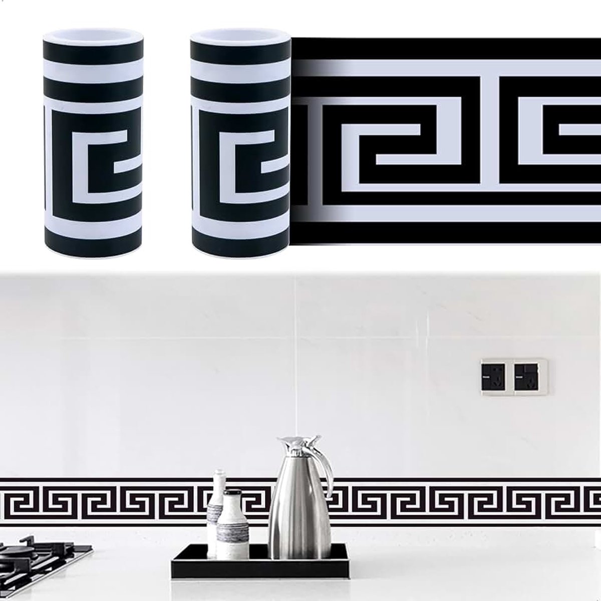 Behangranden, waterdicht, verwijderbaar 10 cm x 240 cm, afpellen en opplakken, muurrand voor slaapkamers, keukens, badkamers en woonkamers